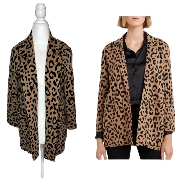 J. Crew Sweaters - J.Crew Sophie Sweater Blazer Cardigan Animal Leopard Print Marino Wool, Sz Small